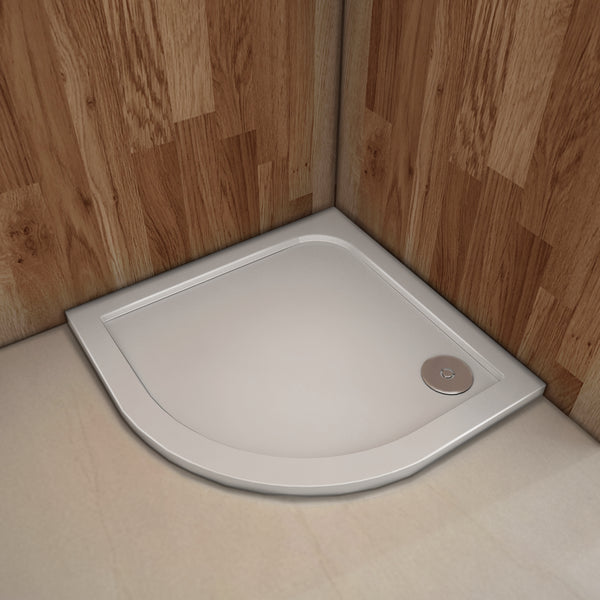 Plato de ducha Resina Blanco, Extraplano, Semicircular 90x90cm