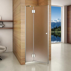 Mampara Pantalla de ducha cristal opaco angular de bisagra 8mm con tratamiento antica