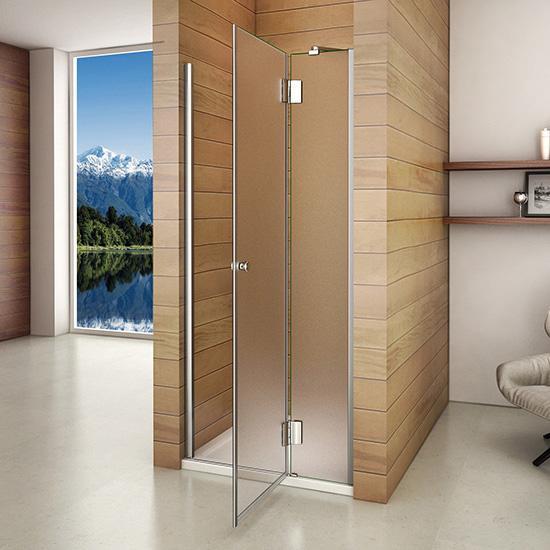 liquidacion Mampara Pantalla de ducha cristal opaco angular de bisagra 8mm con tratamiento antica