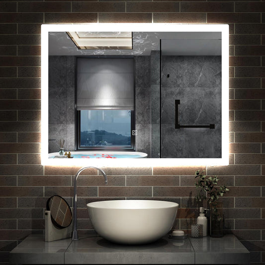 Espejo Regulable de Hogar/de Baño con Función Antiniebla + Brillo LED Envolvente Blanco Frío + Interruptor Táctil