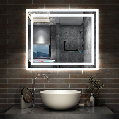 Espejo de Baño con LED Lucimiento Blaco Frío + Interruptor táctil. Espejo de Ducha/Maquillar sin Empañamiento