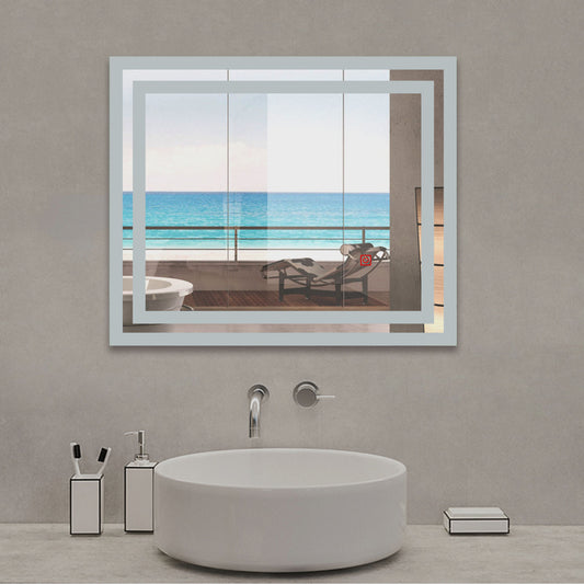 60×50CM Espejo de Baño con Lámpara LED Luz Espejo Interruptor Táctil con Antiniebla Montado en Pared