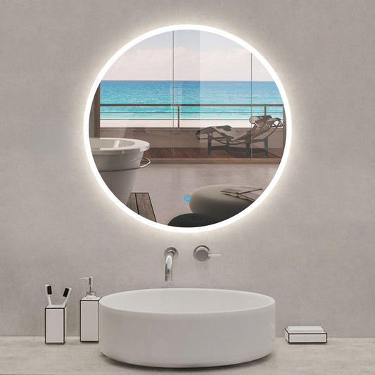 60×60CM Espejo Redondo de Baño con Iluminación LED ,Interruptor Táctil,Luz Blanca Fría 6000k ,Sin Antiniebla, Espejo Montado en Pared