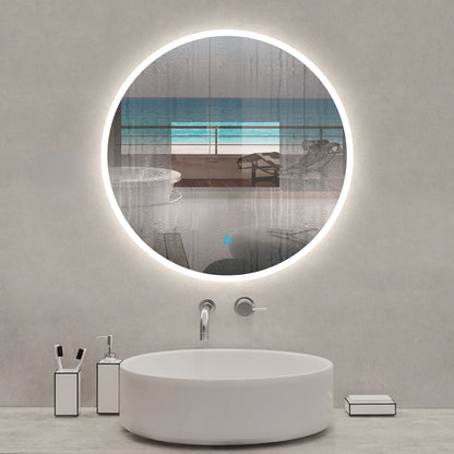 Espejo de baño LED Redondo con función antivaho，control táctil. (Brillo LED Envolvente)