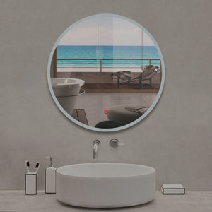 Espejo de baño LED Redondo con función antivaho，control táctil. (Brillo LED Envolvente)