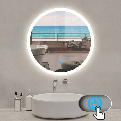 60×60CM Espejo Redondo de Baño con Iluminación Led Interruptor Táctil Espejo de Pared con Función Antivaho
