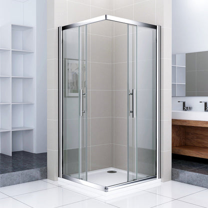 Mamparas de Ducha 2 Fijas + 2 Corredizas Puertas Corredera de Baño cristal vidrio templado 6mm