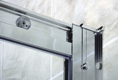Mamparas de Ducha 2 Fijas + 2 Corredizas Puertas Corredera de Baño cristal vidrio templado 6mm