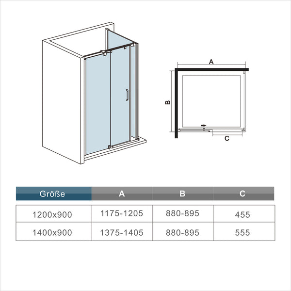Mamparas de Ducha Puerta Corrediza cristal vidrio templado 8mm Easyclean