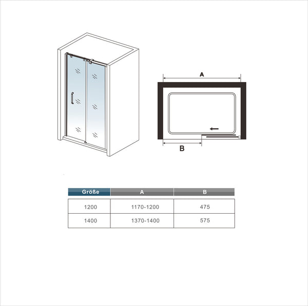Mamparas de Ducha Puerta Corrediza cristal vidrio templado 8mm Easyclean