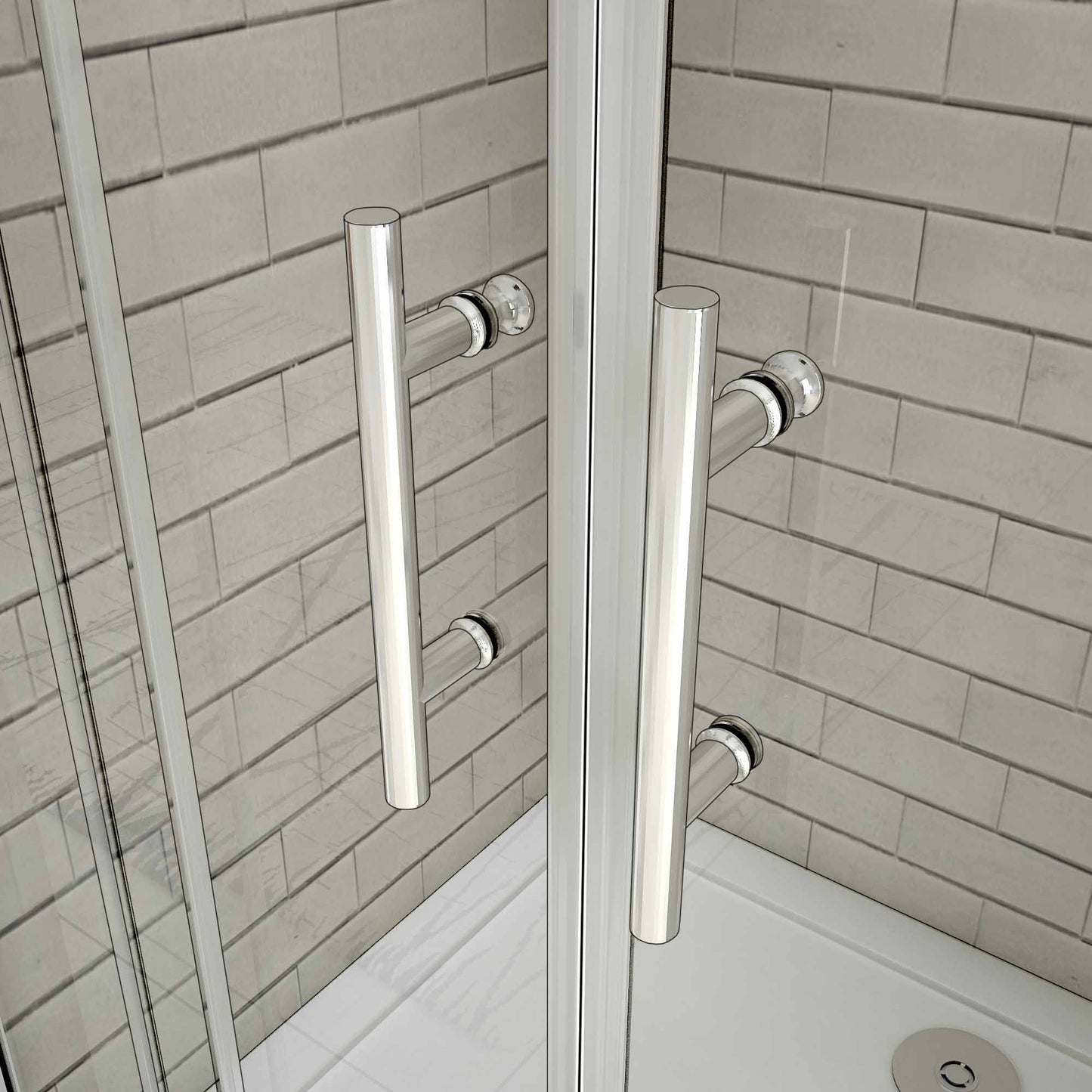 liquidacion Puerta de ducha por 2 hojas fijas y 2 puertas corredor, cristal templado de 5mm