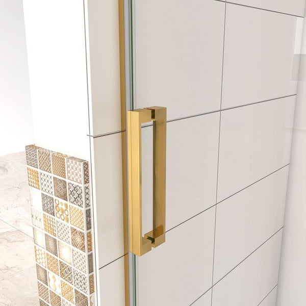 Mampara de ducha corredera fijo+corredera 120x195cm,doble  rodamiento, cristal templado 8 mm con tratamiento antical, perfil dorado
