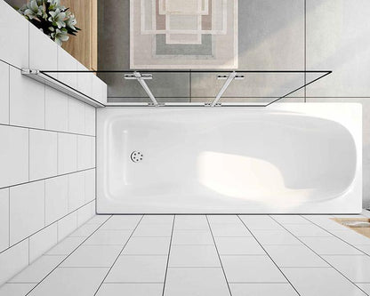 Mamparas de Bañera Biombo Plegable Cristal 6mm 3 veces plegable