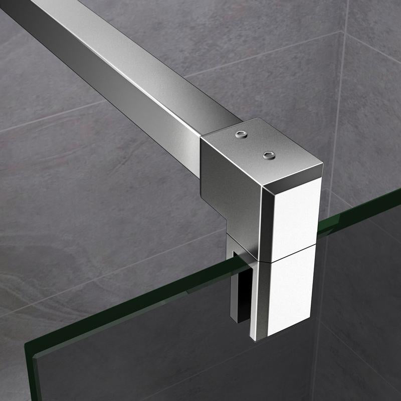 liquidacion Mampara de Ducha italiana Walk -In, Cristal gris con tratamiento antical con barra de soporte