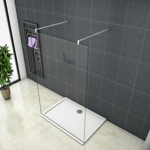 Mamparas ducha Panel Pantalla Fija Vidrio laminado de film seguridad a prueba de explosiciones 8mm - Dos Barras de Soporte 70-120cm