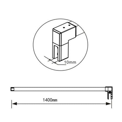 Mamparas ducha Panel Pantalla Fija Vidrio laminado de film seguridad a prueba de explosiciones 8mm - Barra 90/140cm