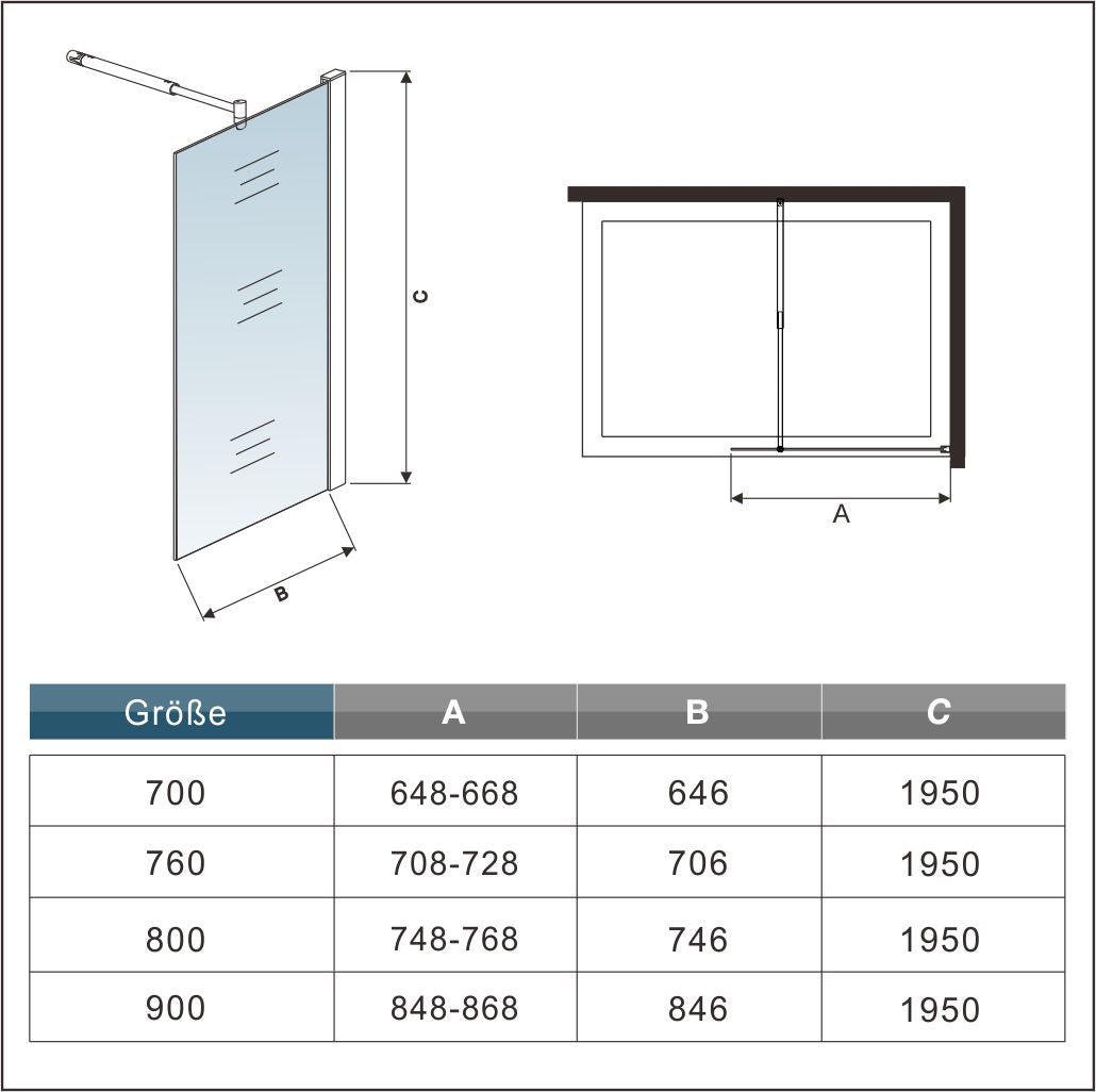 Mamparas de ducha Frontales Puerta fijo Cristal 6mm Antical