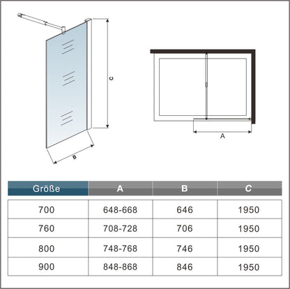 Mamparas de ducha Frontales Puerta fijo Cristal 6mm Antical