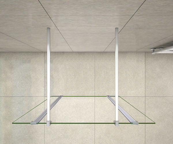 Mamparas de Ducha Panel Fijo con Doble Panel Lateral Abatible 30/40cm, Cristal Templado 8mm Antical con 2 Barras