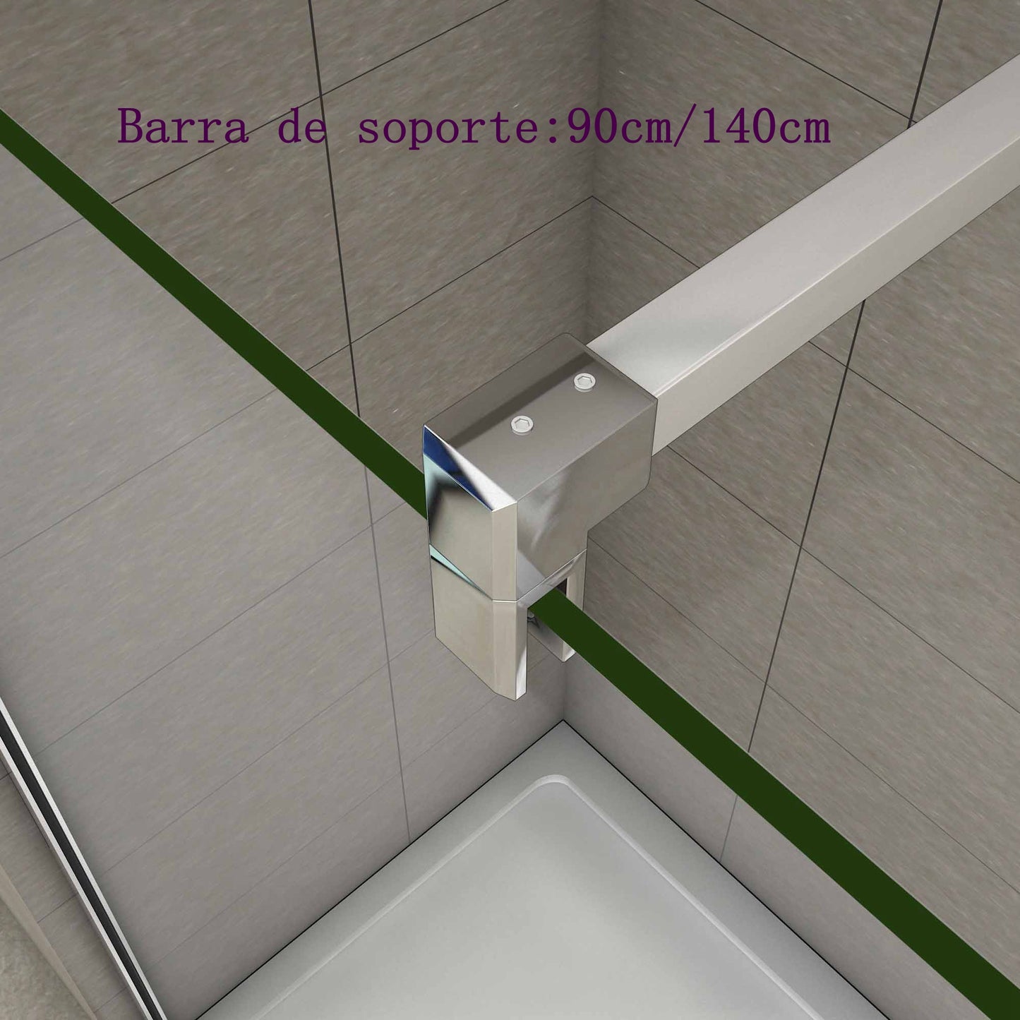 Mamparas de Ducha Pantalla Panel Fijo, Vidrio tratamiento antical 8mm + Barra de soporte