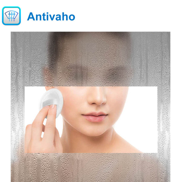 Espejo Decorativo de Baño sin Mojar por Gotitas de Agua(Antivaho) con Interruptor Táctil y Brillo LED Envolvente Luz Fría