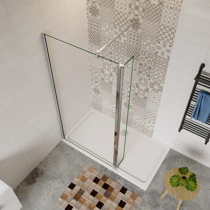 Mamparas ducha Panel Pantalla Fija + Lateral 8mm cristal templado para Baño