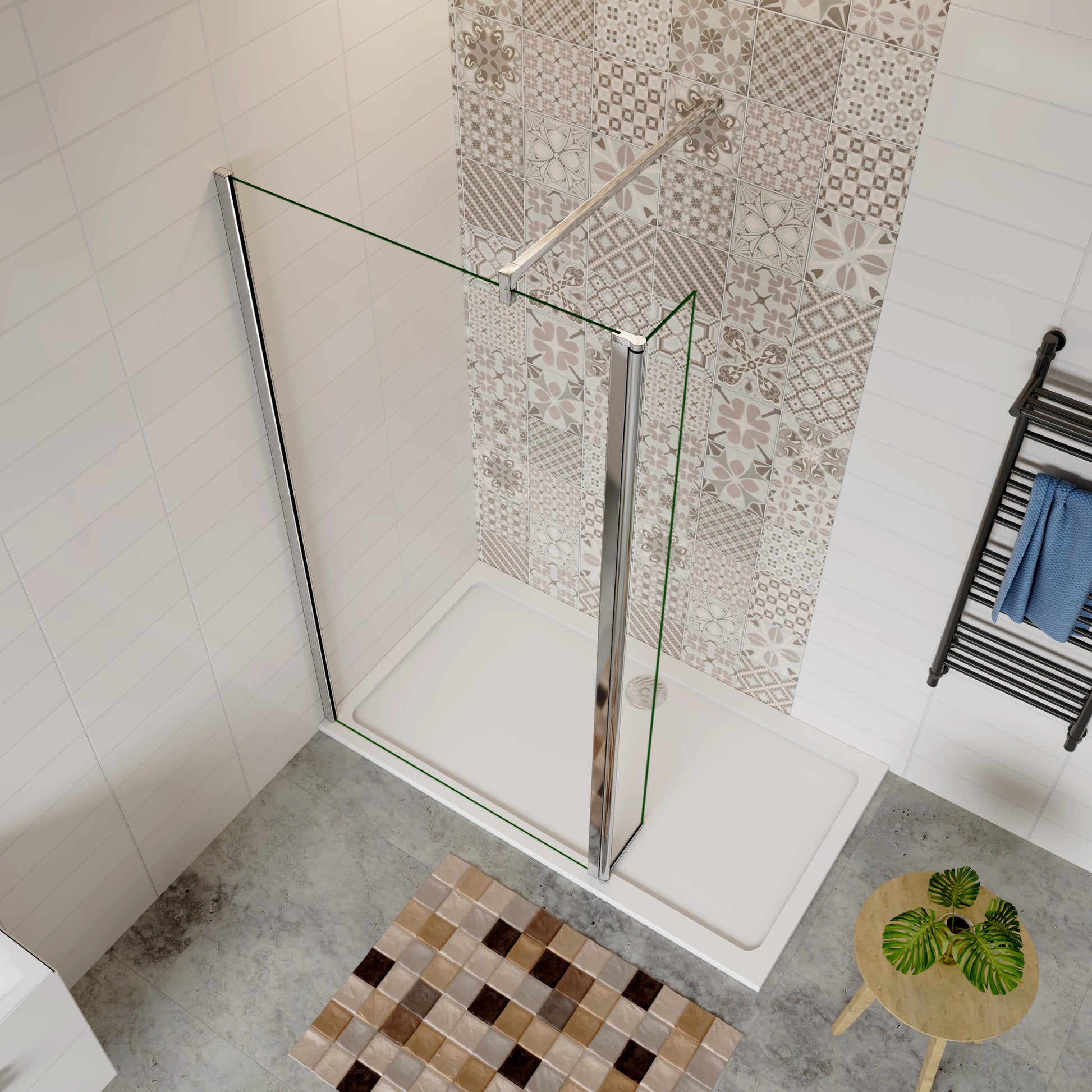 Mamparas ducha Panel Pantalla Fija cristal 10mm templado para baño