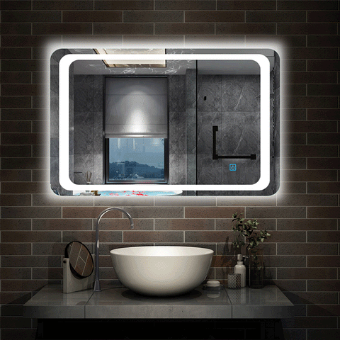 Espejo de para baño led(Birllo LED envolvente) anti-niebla horizontal interruptor de sensor de un toque