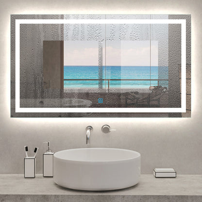 Espejo de Baño Iluminado LED(Brillo LED Envolvente), Sensor Táctil, Desempañador Antivaho, Vertical o Horizontal